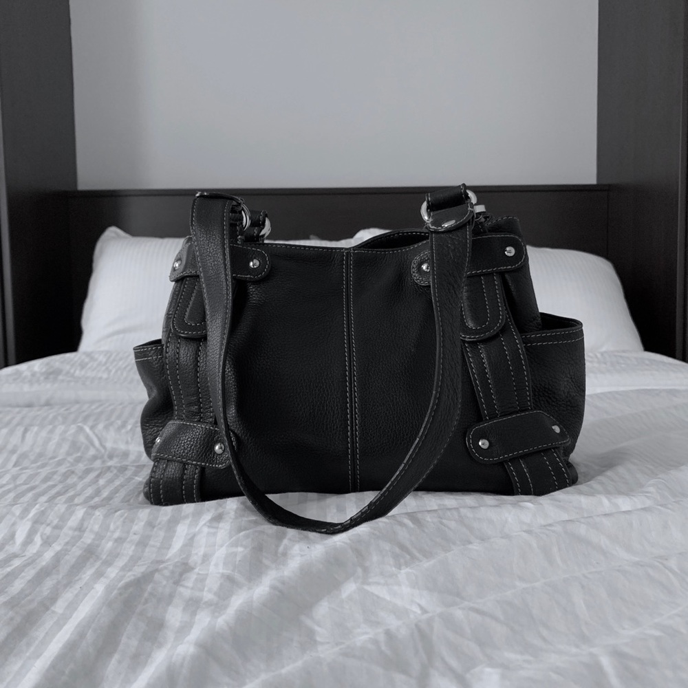 Tignanello Black Croc Shoulder Bag